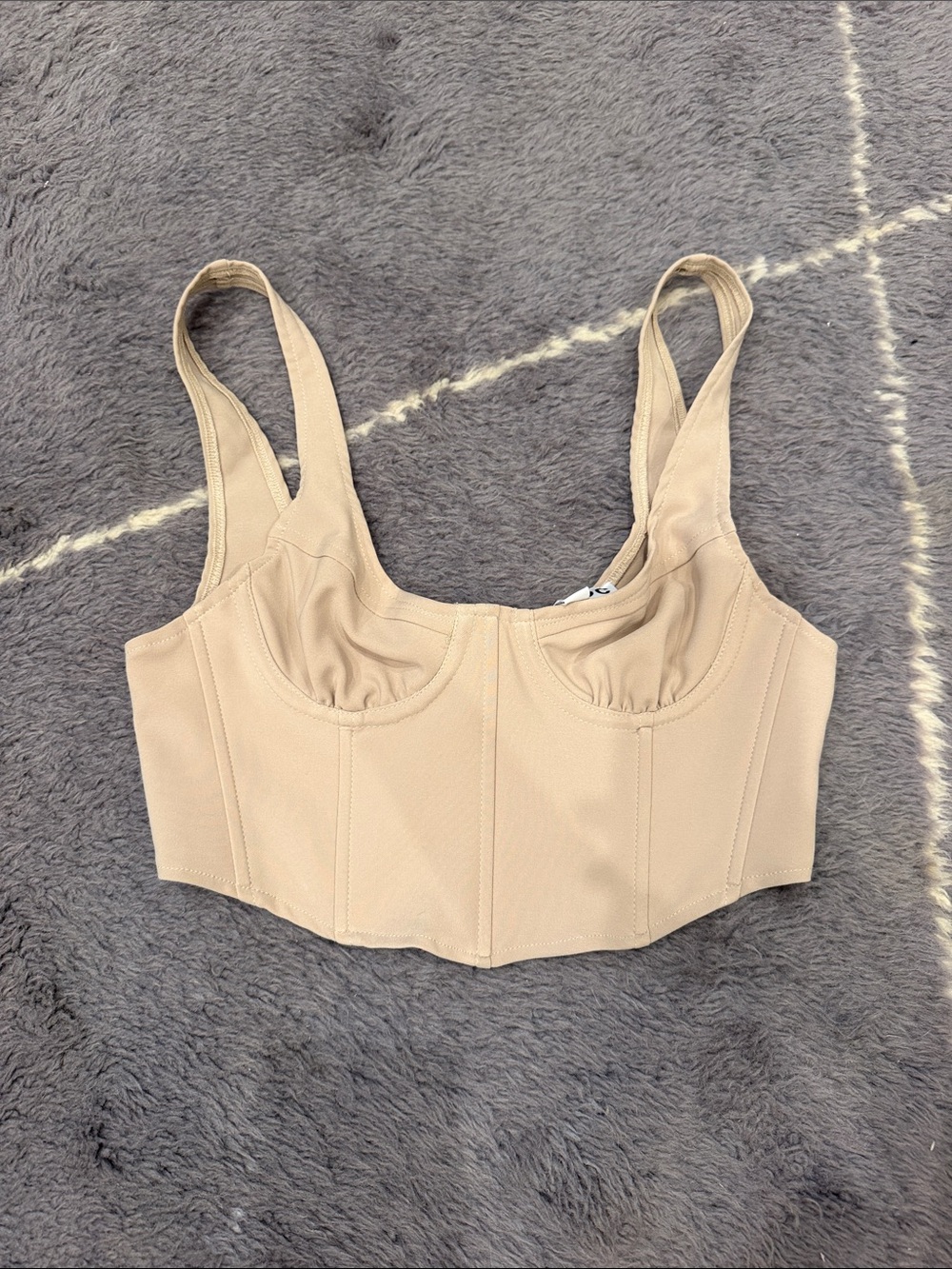 Beige Longline Underwire Bustier Crop Top - Women